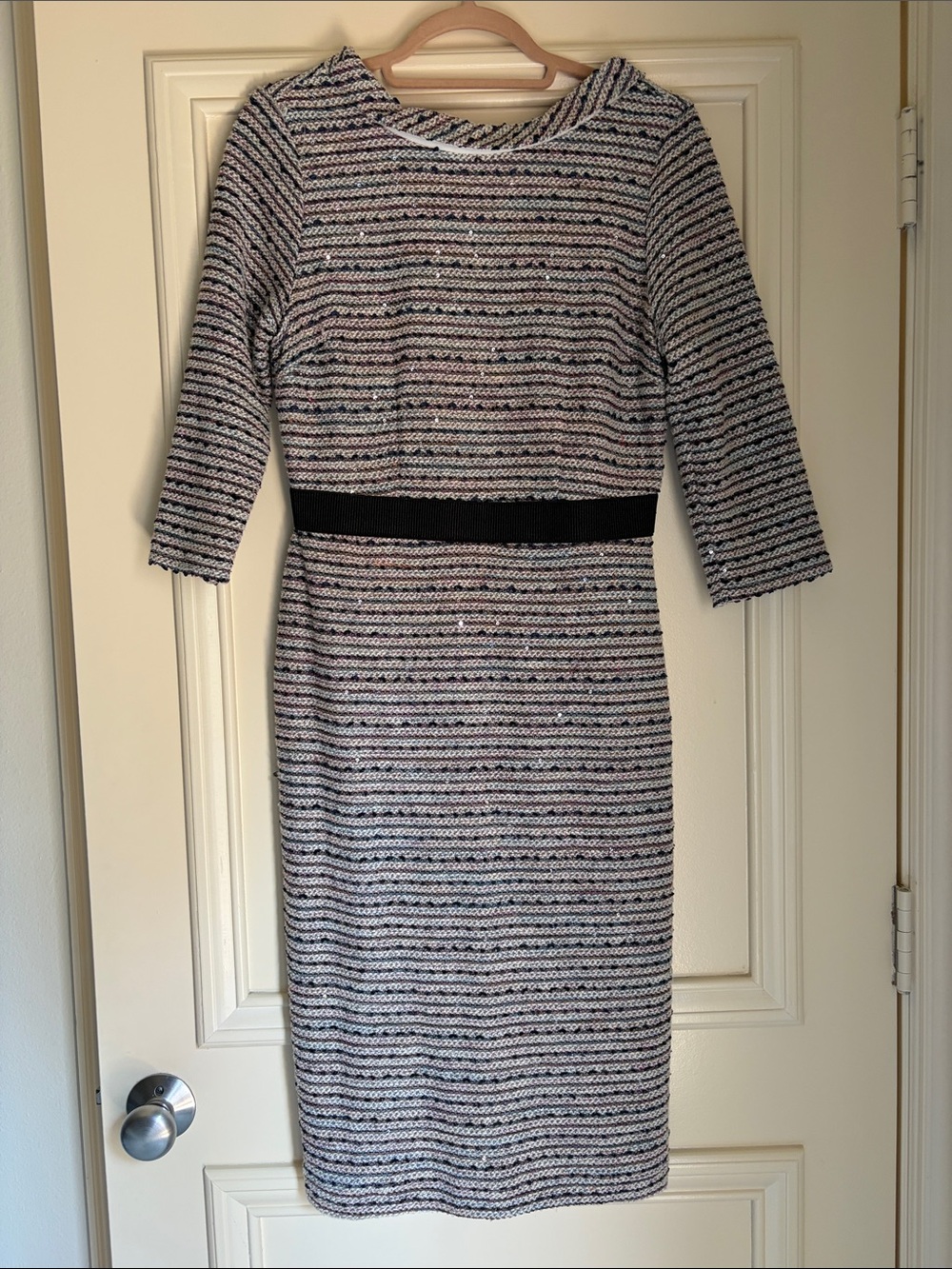 NY&C Eva Mendes Striped Tweed Sequin Dress
